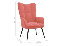 Silla de relajación con reposapiés terciopelo rosa