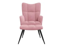Silla de relajación con reposapiés terciopelo rosa