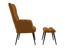 Silla de relajación con reposapiés terciopelo marrón