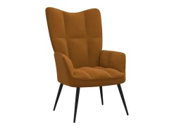 Silla de relajación con reposapiés terciopelo marrón