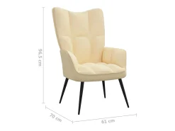 Silla de relajación con reposapiés terciopelo blanco crema