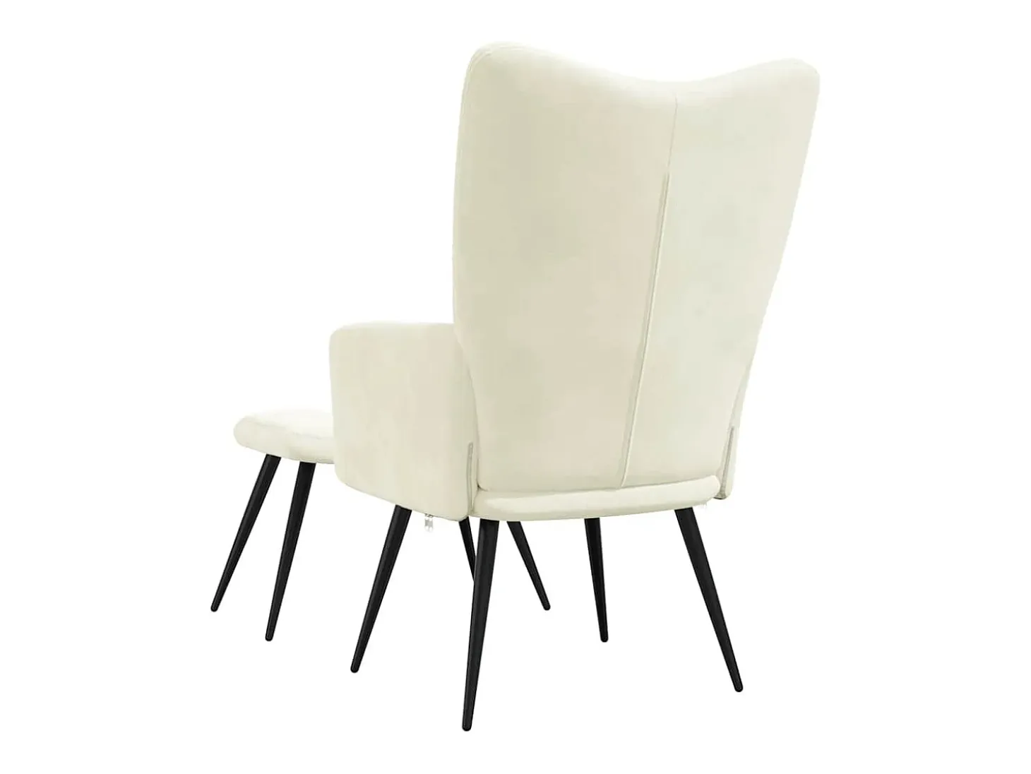 Silla de relajación con reposapiés terciopelo blanco crema