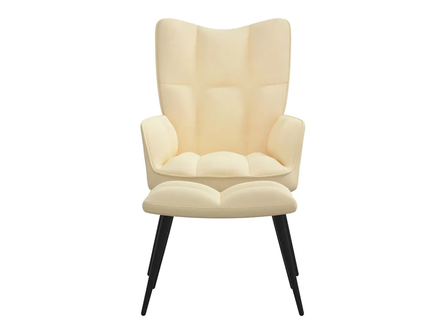 Silla de relajación con reposapiés terciopelo blanco crema