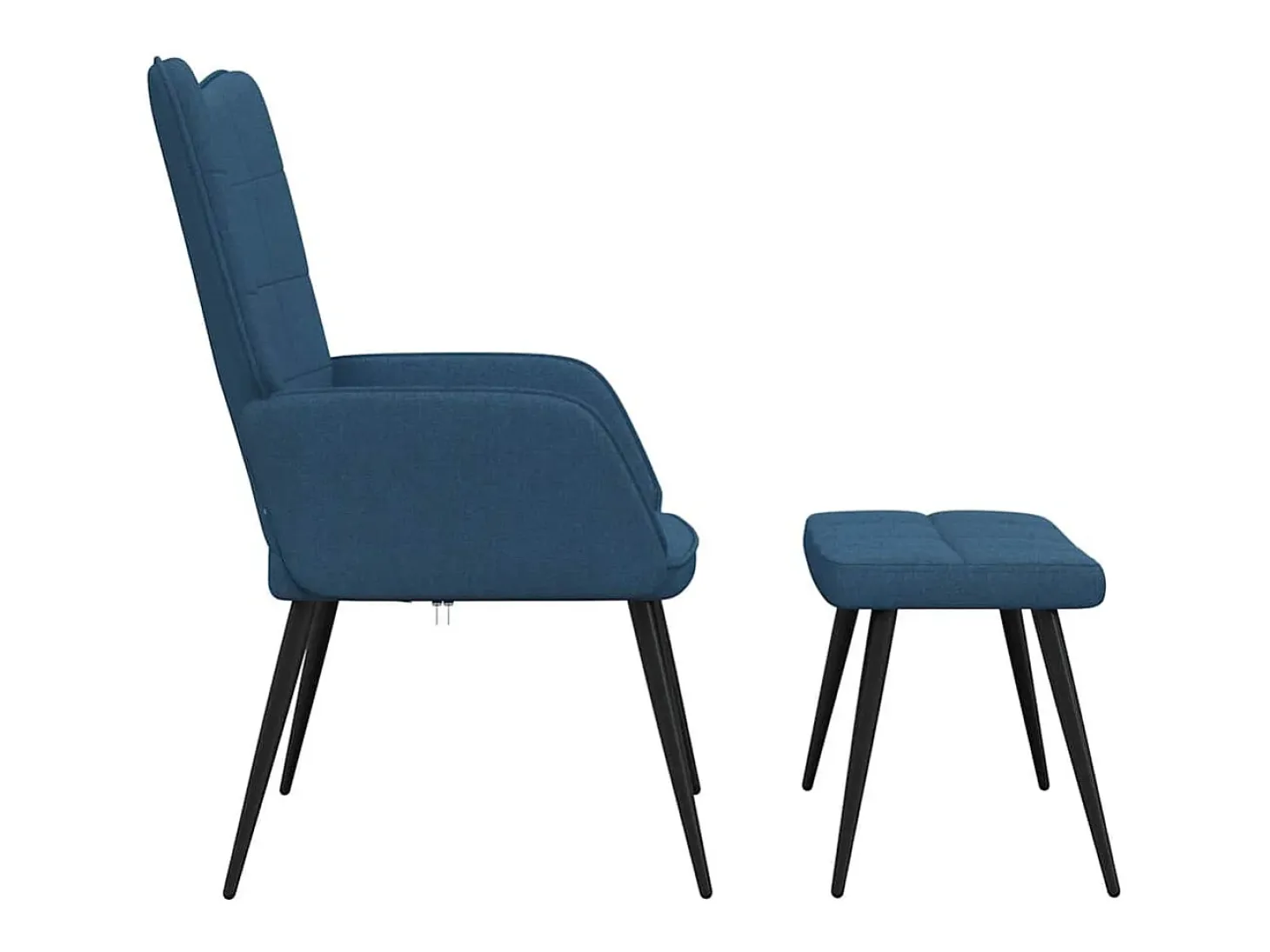 Silla de relajación con reposapiés tela azul
