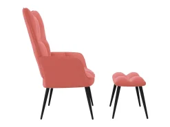 Silla de relajación con reposapiés terciopelo rosa ES44681