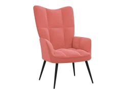 Silla de relajación con reposapiés terciopelo rosa ES44681