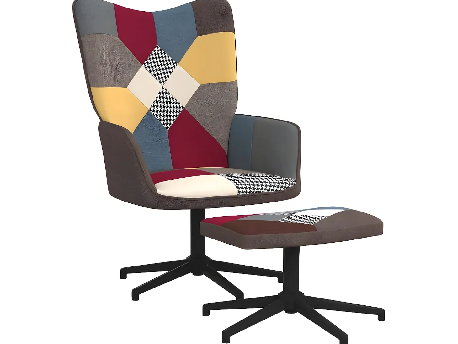 Silla de relajación con reposapiés tela patchwork ES62506