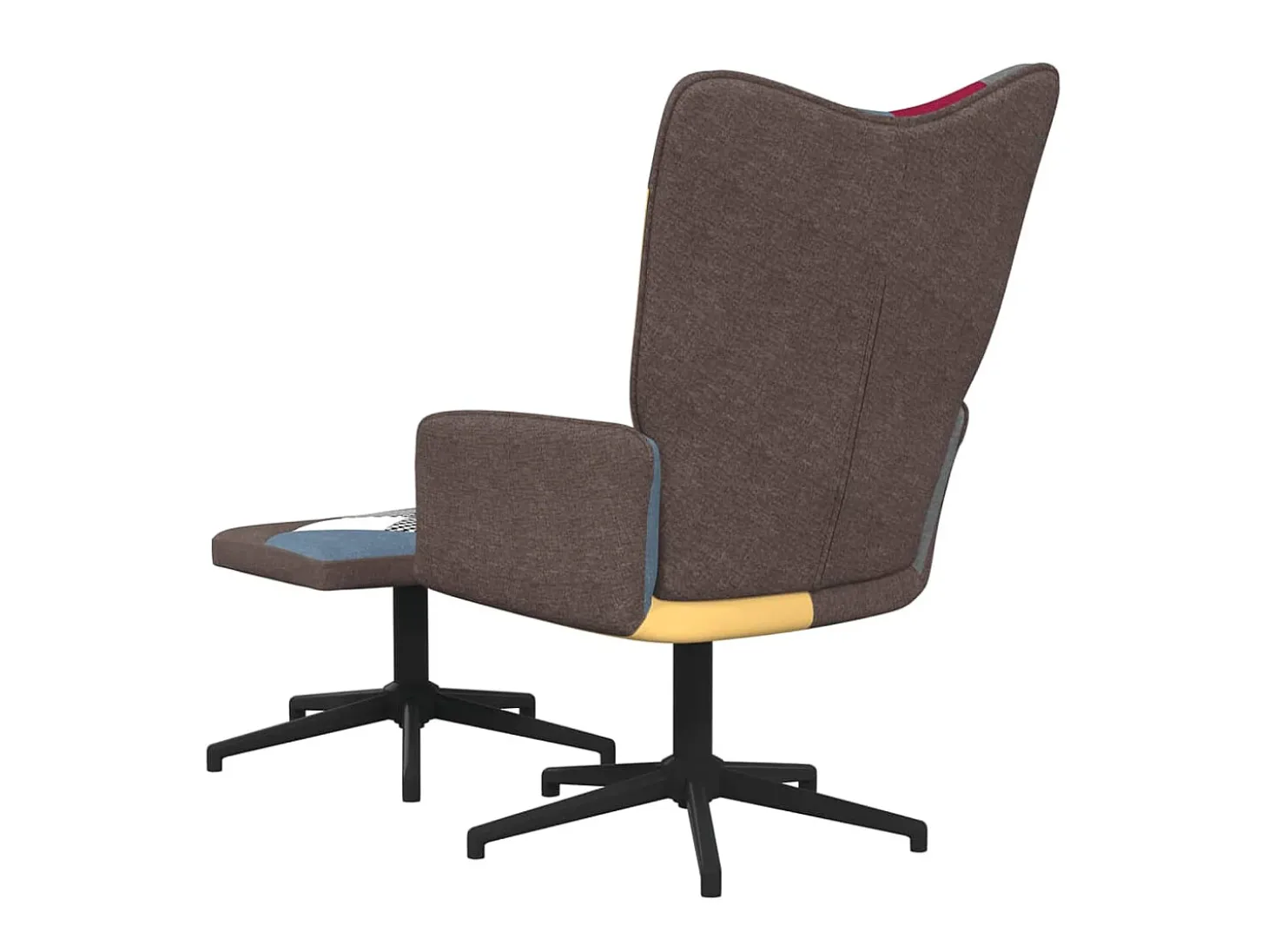 Silla de relajación con reposapiés tela patchwork ES62506