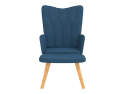 Silla de relajación con reposapiés tela azul