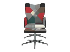 Silla de relajación con reposapiés tela patchwork