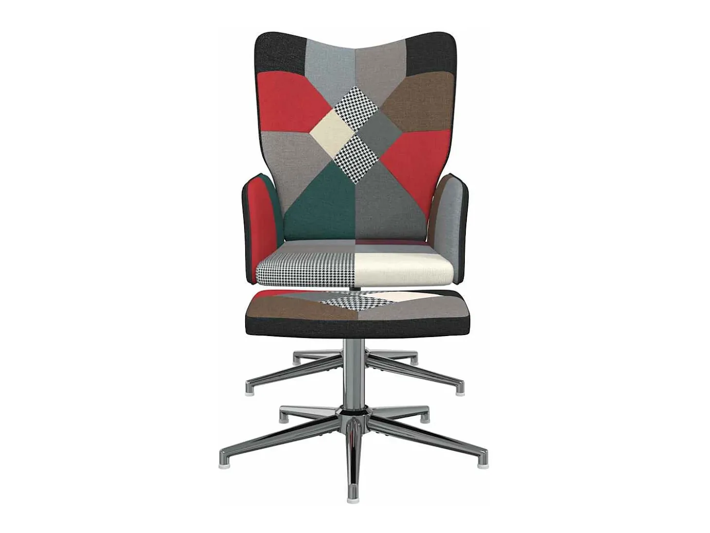 Silla de relajación con reposapiés tela patchwork