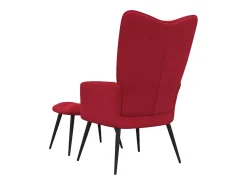 Silla de relajación con reposapiés terciopelo rojo tinto