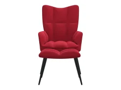 Silla de relajación con reposapiés terciopelo rojo tinto