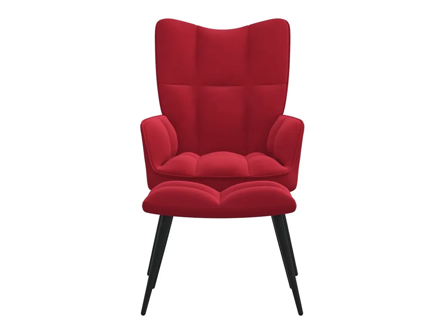 Silla de relajación con reposapiés terciopelo rojo tinto