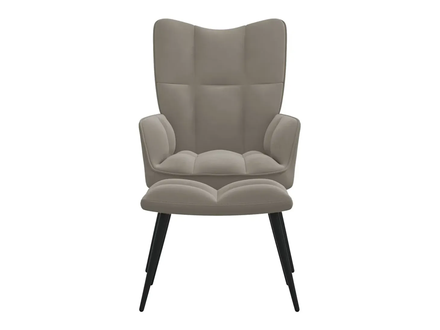 Silla de relajación con reposapiés terciopelo gris claro ES39441
