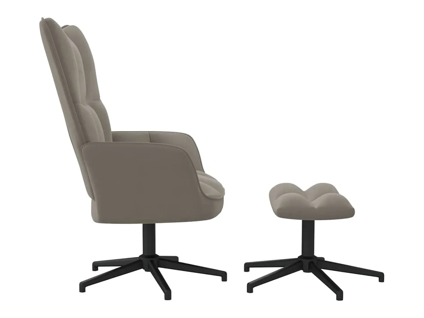 Silla de relajación con reposapiés terciopelo gris claro