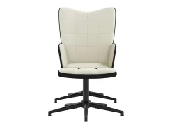 Silla de relajación con reposapiés terciopelo y PVC crema