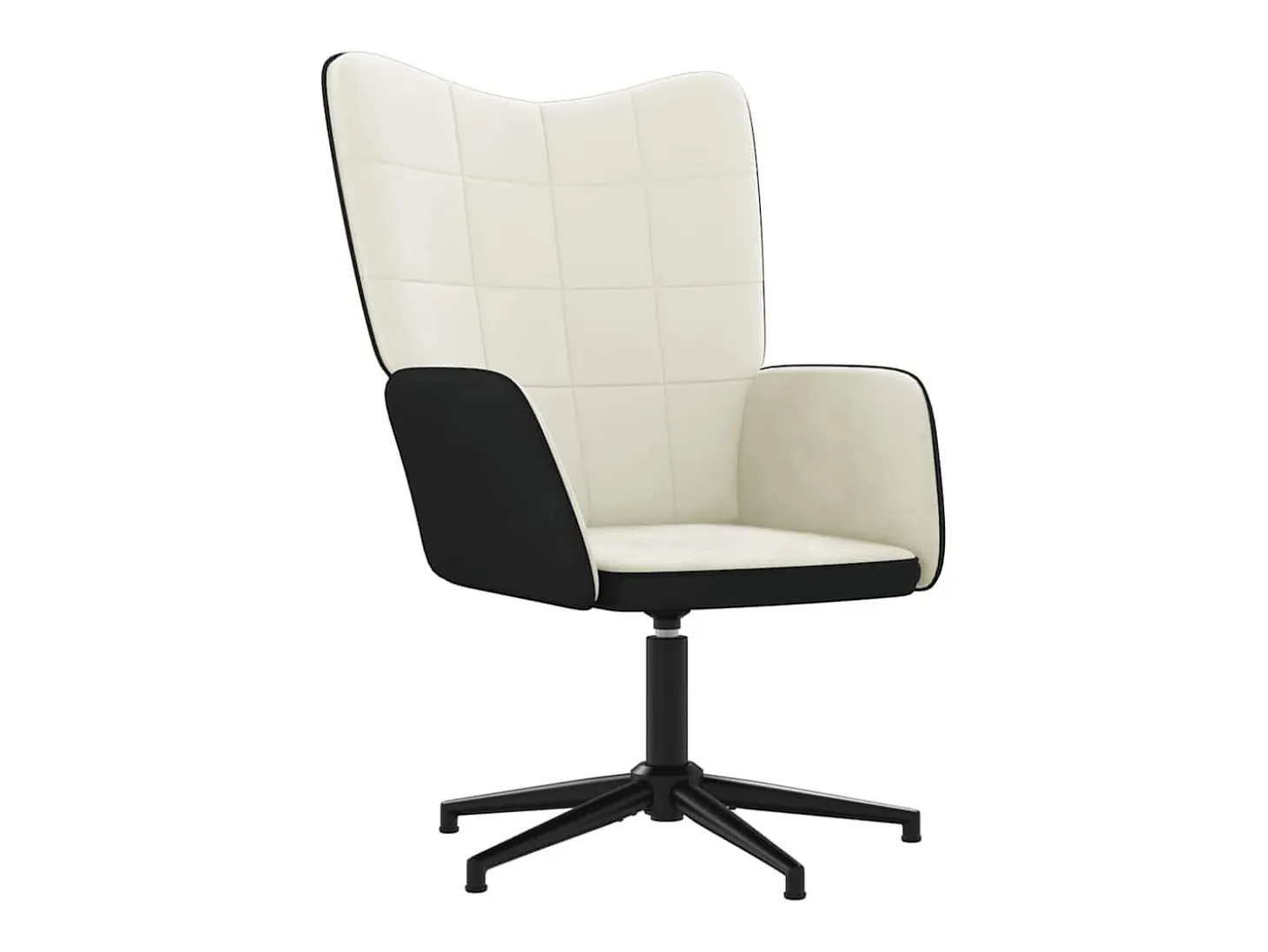 Silla de relajación con reposapiés terciopelo y PVC crema