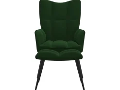 Silla de relajación con taburete terciopelo verde oscuro ES51160