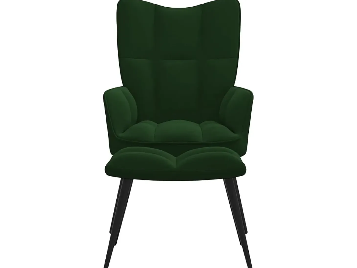 Silla de relajación con taburete terciopelo verde oscuro ES51160