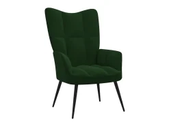 Silla de relajación con taburete terciopelo verde oscuro ES51160