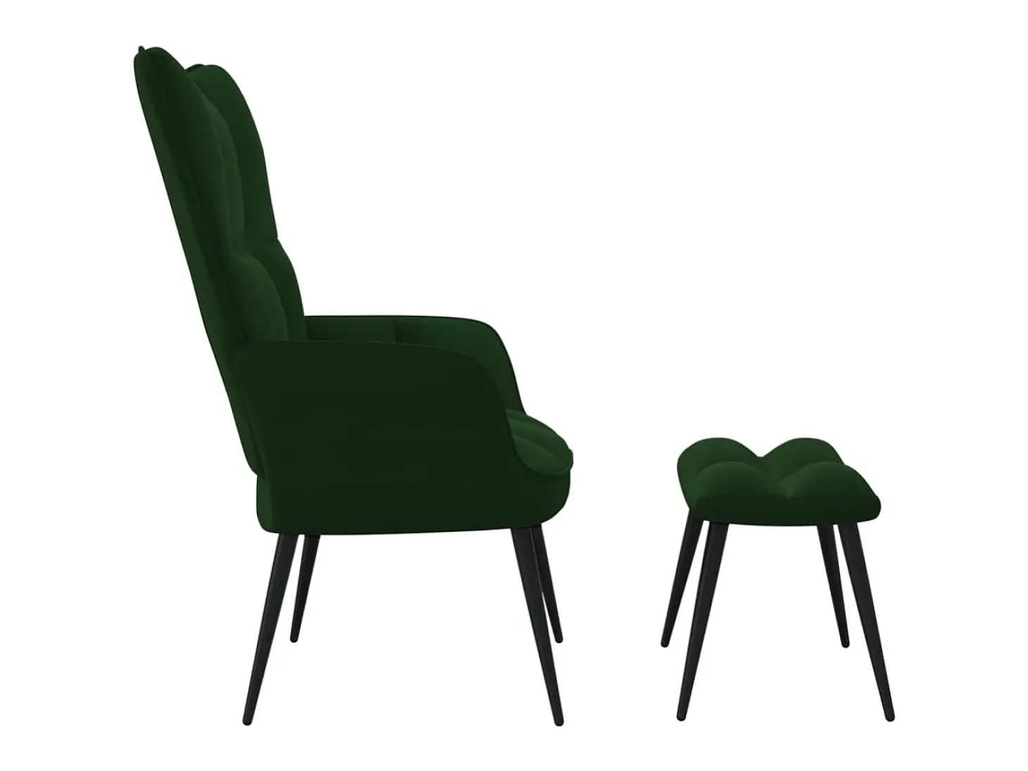Silla de relajación con taburete terciopelo verde oscuro ES51160
