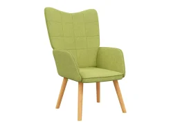 Silla de relajación con taburete de tela verde