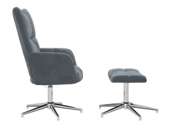 Silla de relajación con taburete terciopelo gris oscuro