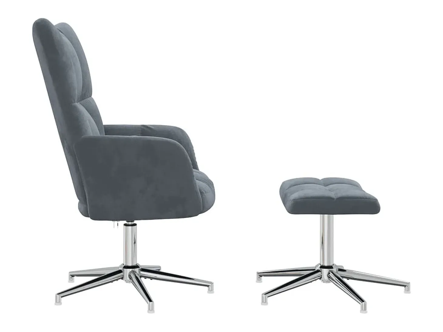 Silla de relajación con taburete terciopelo gris oscuro
