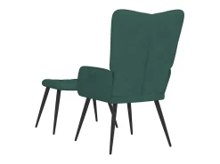Silla de relajación con taburete terciopelo verde oscuro