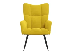 Silla de relajación de terciopelo amarillo mostaza