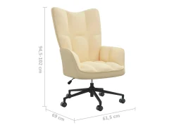 Silla de relajación de terciopelo blanco crema