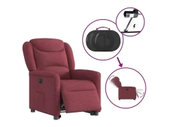 Silla de relax | Sillón eléctrico reclinable elevable de tela rojo tinto SHL7947
