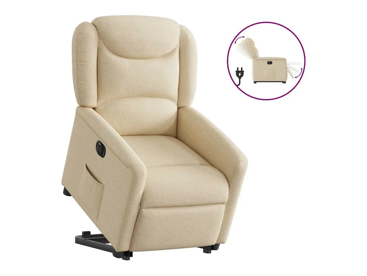 Silla de relax | Sillón eléctrico reclinable elevable de tela color crema SHL2366