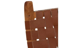 Silla de relax plegable cuero auténtico marrón