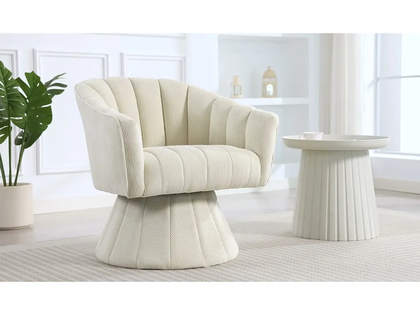 Silla Giratoria 360° en Pana - Respaldo Ergronómico en Forma de Concha - Relleno de Alta Densidad - Carga Máx. 150 kg - Para Oficina, Salón y Gaming