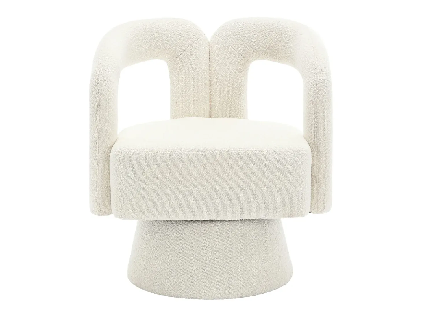 Silla giratoria 360°, sillón giratorio en tejido bouclé, sillón lounge con reposabrazos, sillón relax de respaldo alto con apoyabrazos