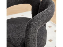 Silla giratoria 360°, sillón giratorio en tejido bouclé, sillón lounge con reposabrazos, sillón relax de respaldo alto con apoyabrazos