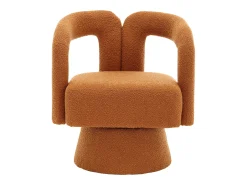 Silla giratoria 360°, sillón giratorio en tejido bouclé, sillón lounge con reposabrazos, sillón relax de respaldo alto con apoyabrazos