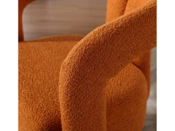 Silla giratoria 360°, sillón giratorio en tejido bouclé, sillón lounge con reposabrazos, sillón relax de respaldo alto con apoyabrazos