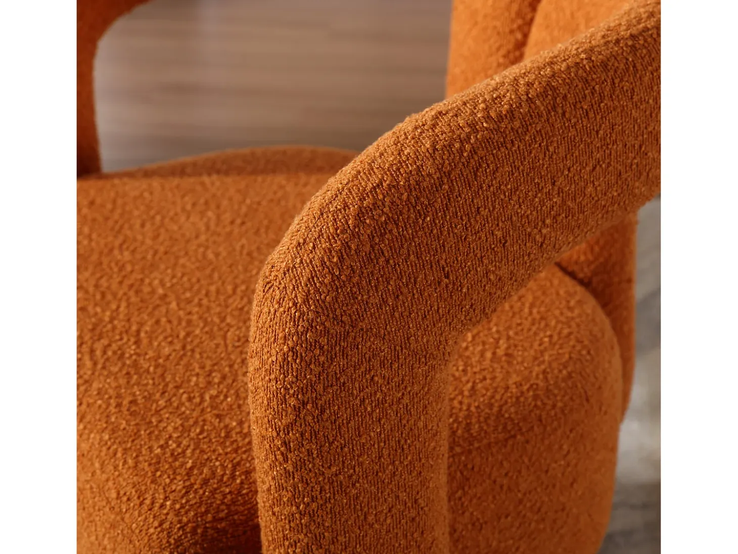 Silla giratoria 360°, sillón giratorio en tejido bouclé, sillón lounge con reposabrazos, sillón relax de respaldo alto con apoyabrazos