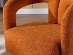 Silla giratoria 360°, sillón giratorio en tejido bouclé, sillón lounge con reposabrazos, sillón relax de respaldo alto con apoyabrazos