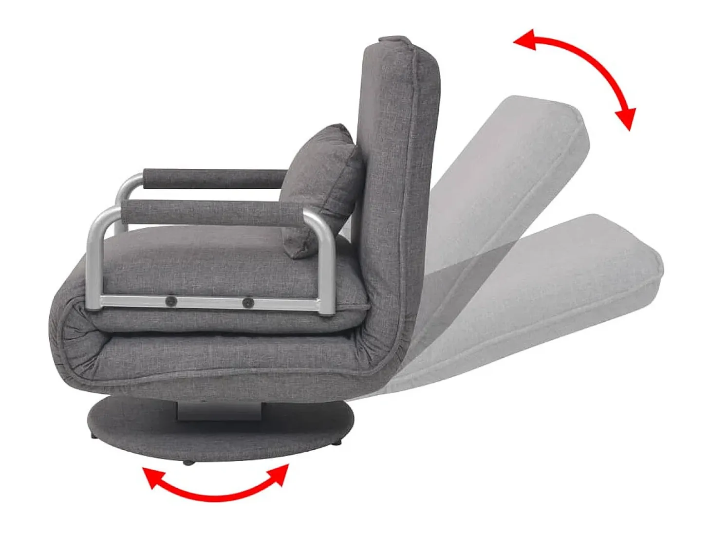 Silla giratoria y sofá cama tela gris oscuro
