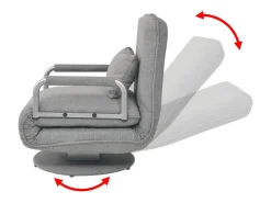 Silla giratoria y sofá cama tela gris claro