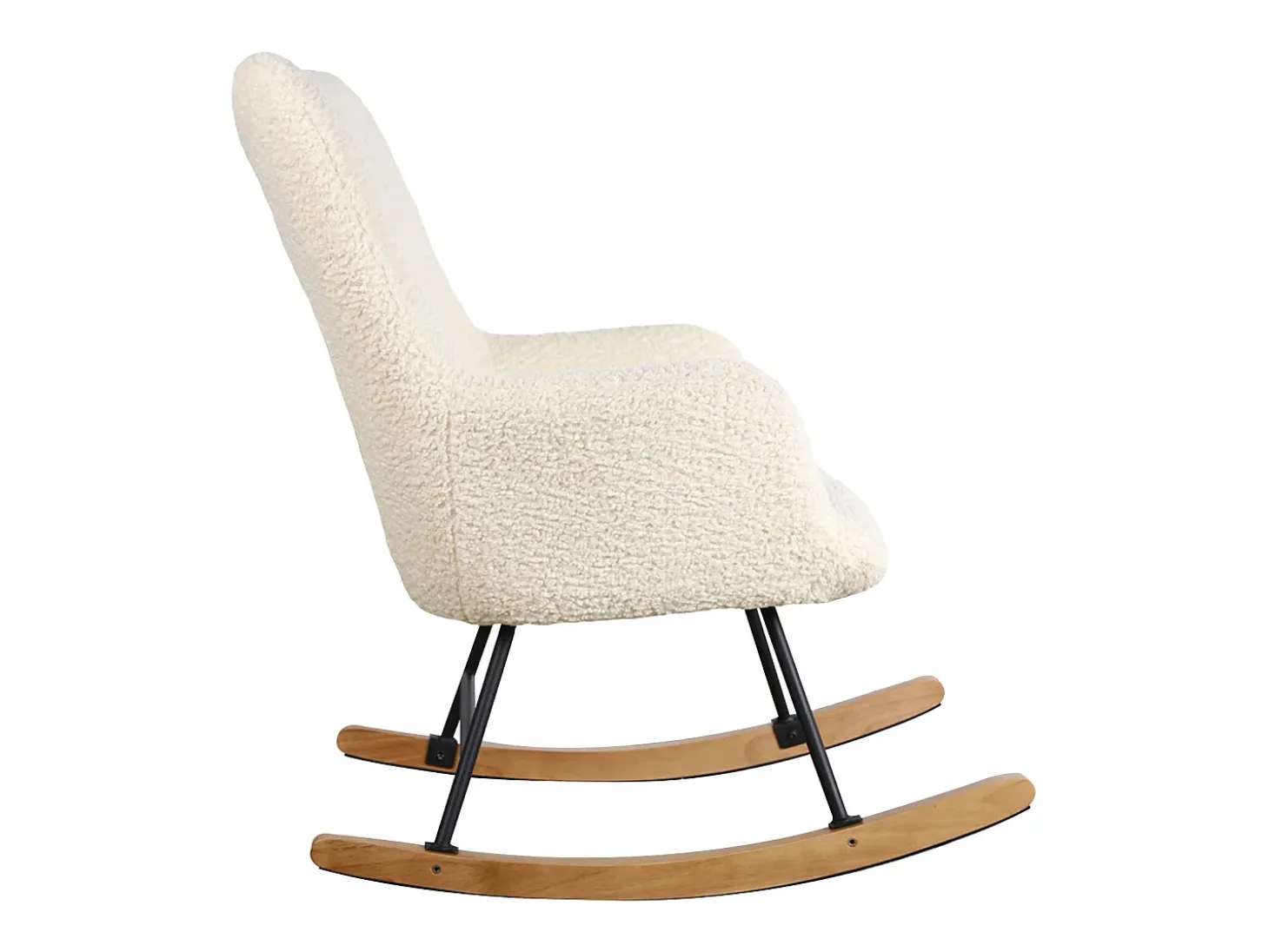 Silla mecedora borreguito efecto lana rizada beige KAIRA