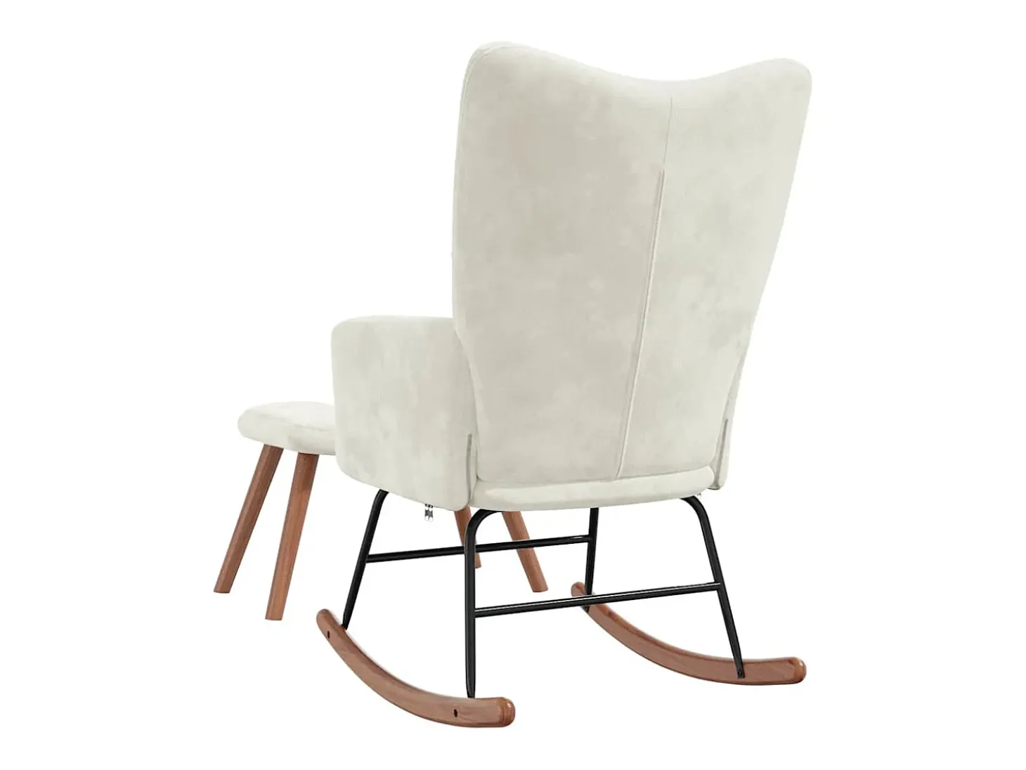 Silla mecedora con reposapiés terciopelo crema