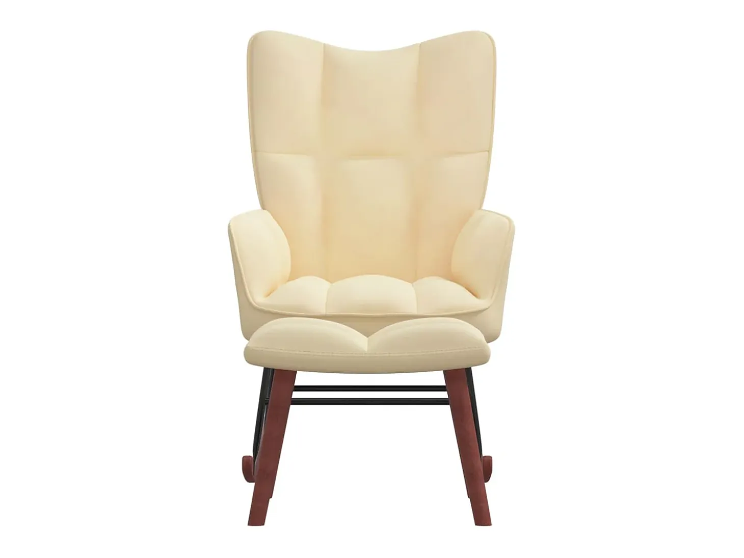 Silla mecedora con reposapiés terciopelo crema ES42156