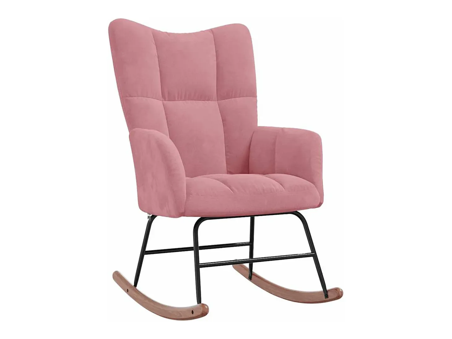 Silla mecedora con reposapiés terciopelo rosa
