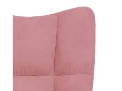 Silla mecedora con reposapiés terciopelo rosa