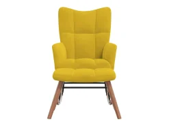 Silla mecedora con reposapiés tela amarillo mostaza